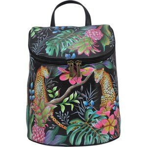 Women’s Leather Hand-Painted Jungle Queen Backpack - Artful, Unique Gift